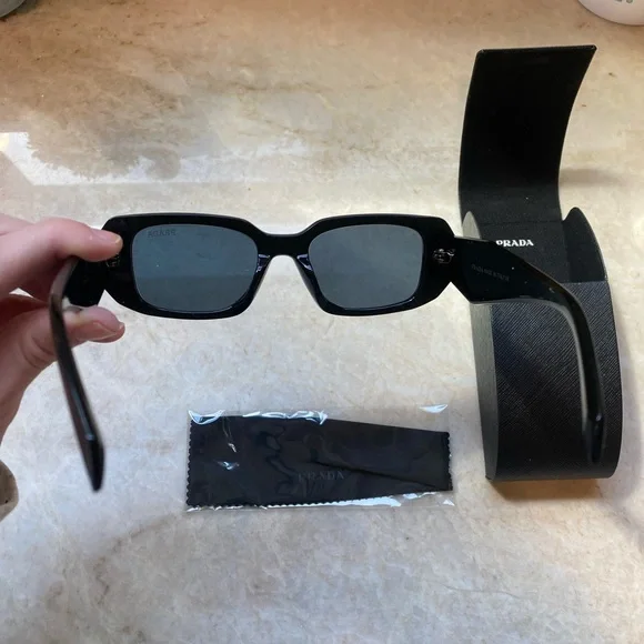 Prada Women's Black Rectangular Sunglasses - Picture 4 of 7